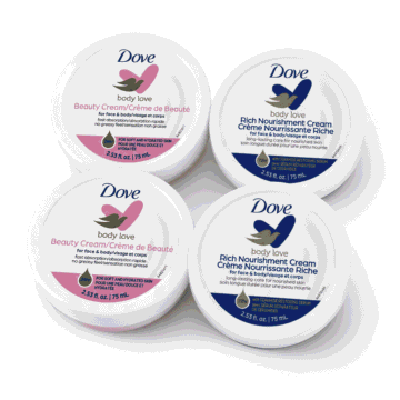 Nourishing body cream Dove, body care, hands and body, normal to dry skin, 2.53 fl. oz. (pack of 4)