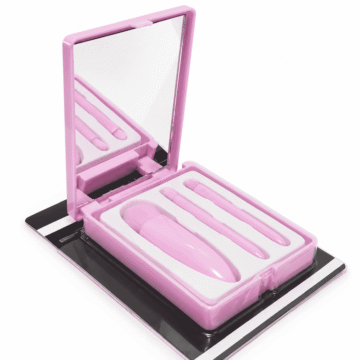 Travel Makeup Brush Set with Mirror Sassy + Chic - 3 Mini Brushes for Touch-Ups, Compact Case